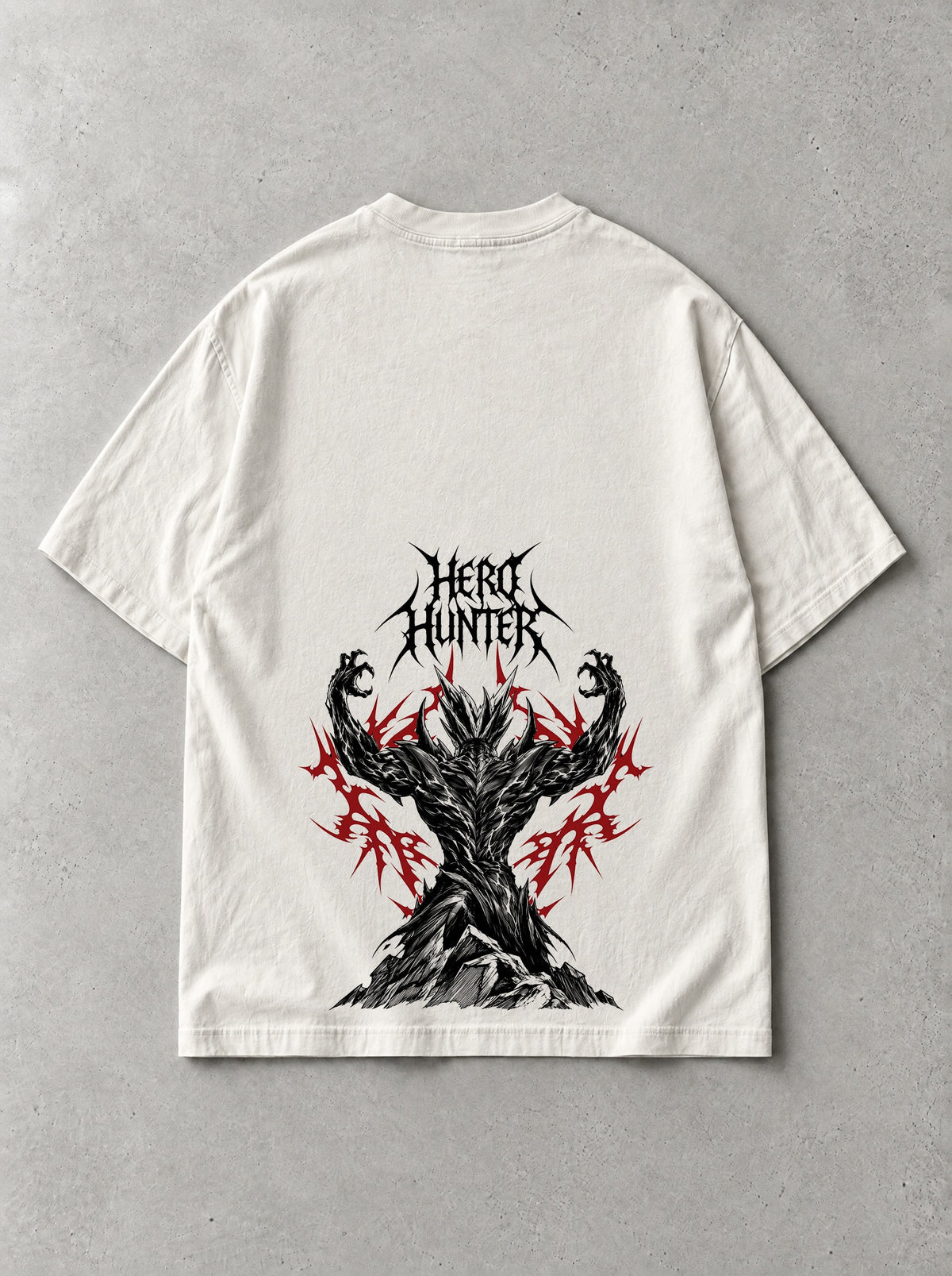Hero Hunter Monster Vintage Tee - One Punch Man-inspired design by Torazen, back view