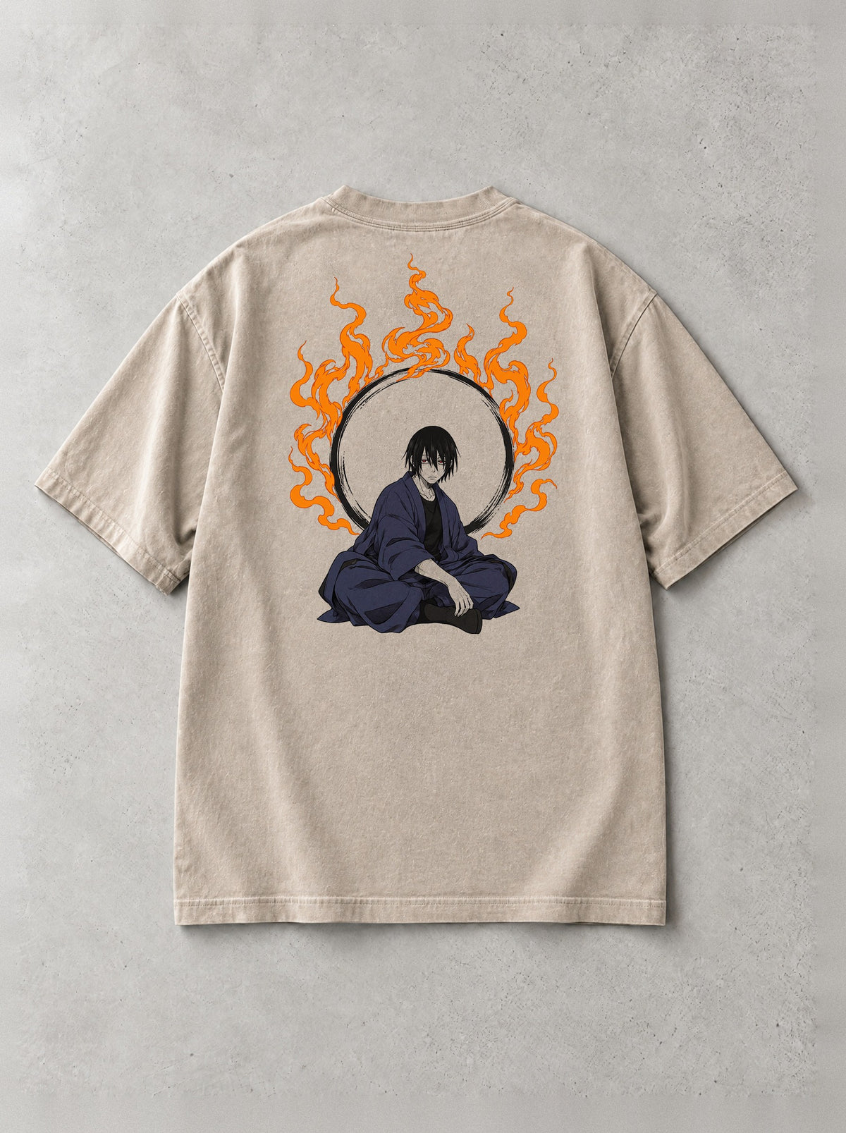 Ember Ring Rest Vintage Tee - Fire Force-inspired design by Torazen, back view