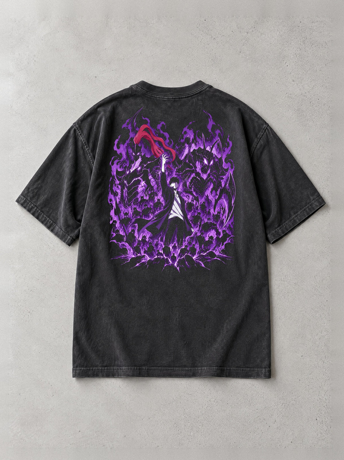 Shadow Army Rising Vintage Tee - Solo Leveling-inspired design by Torazen, back view