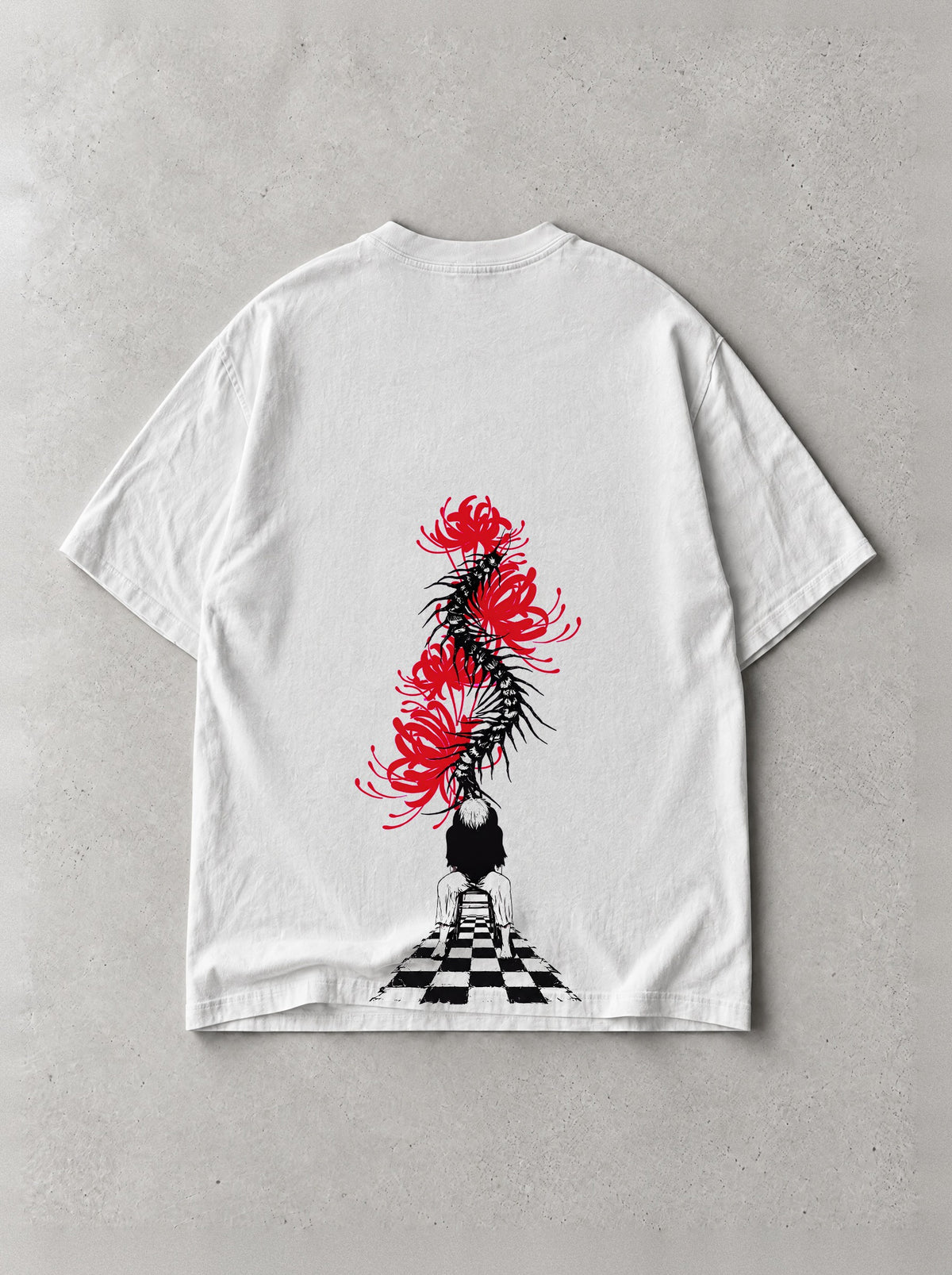 Spider Lily Spine Vintage Tee - Tokyo Ghoul-inspired design by Torazen, back view