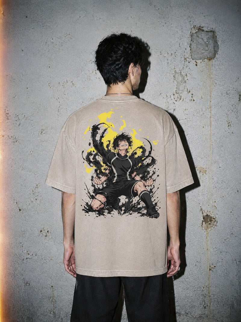 BL-LCK ✦ Yellow Flow State Vintage Tee by Torazen, worn on model