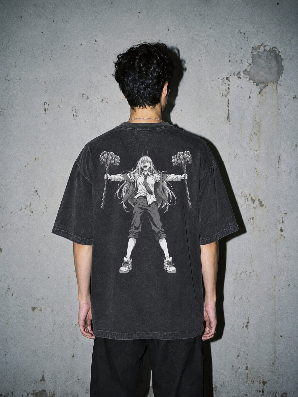 CSM ✦ Blood Hammer Grin Vintage Tee by Torazen, worn on model