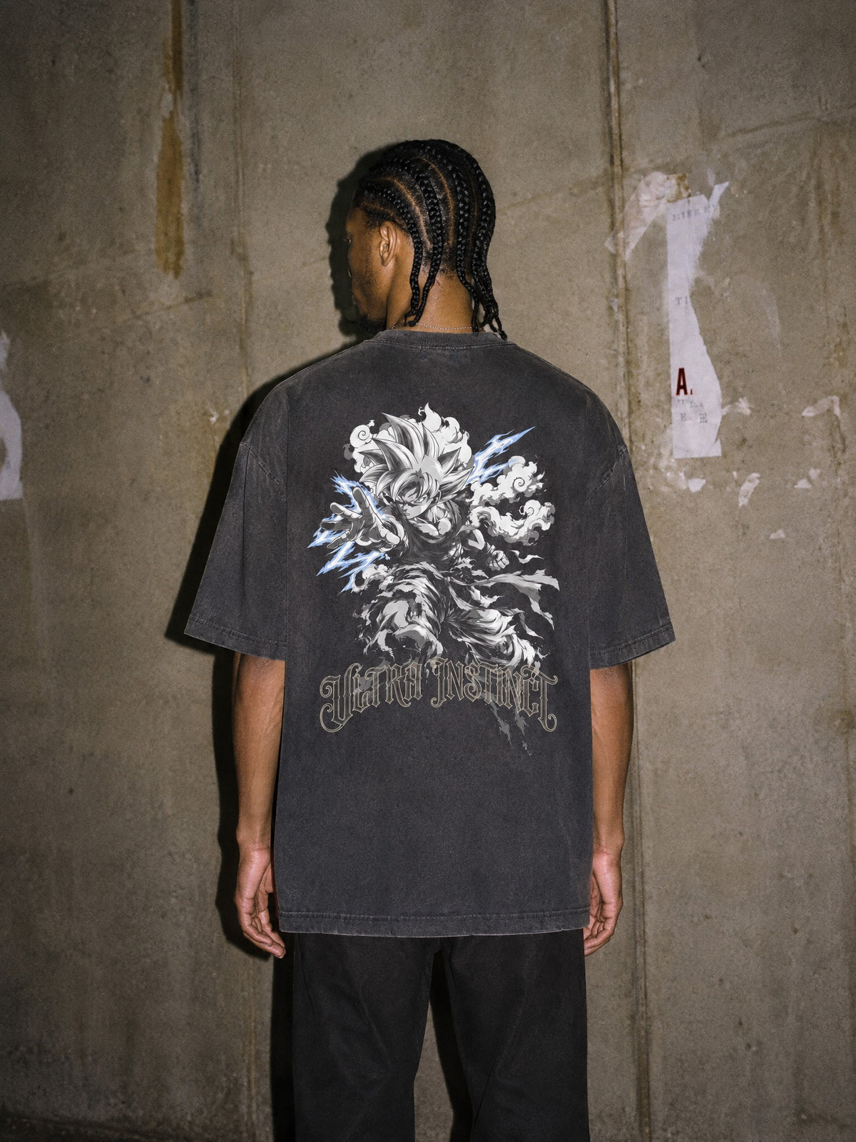 DBZ ✦ Blue Lightning Instinct Vintage Tee by Torazen, worn on model