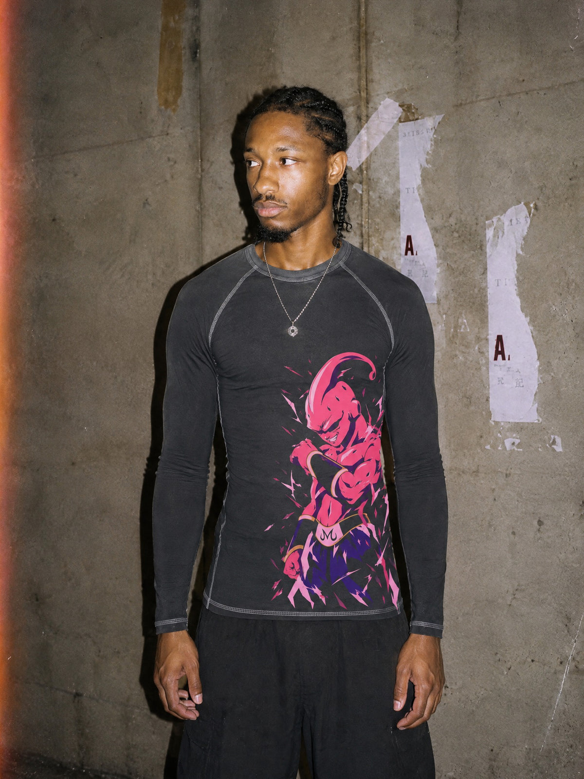 DBZ ✦ Pink Terror Long Sleeve Compression Top by Torazen, worn on model