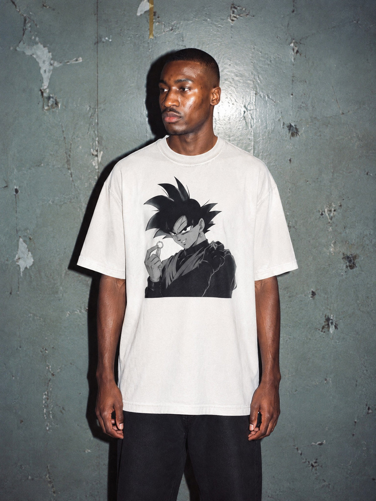 DBZ ✦ Rose Ring Smirk Vintage Tee by Torazen, worn on model