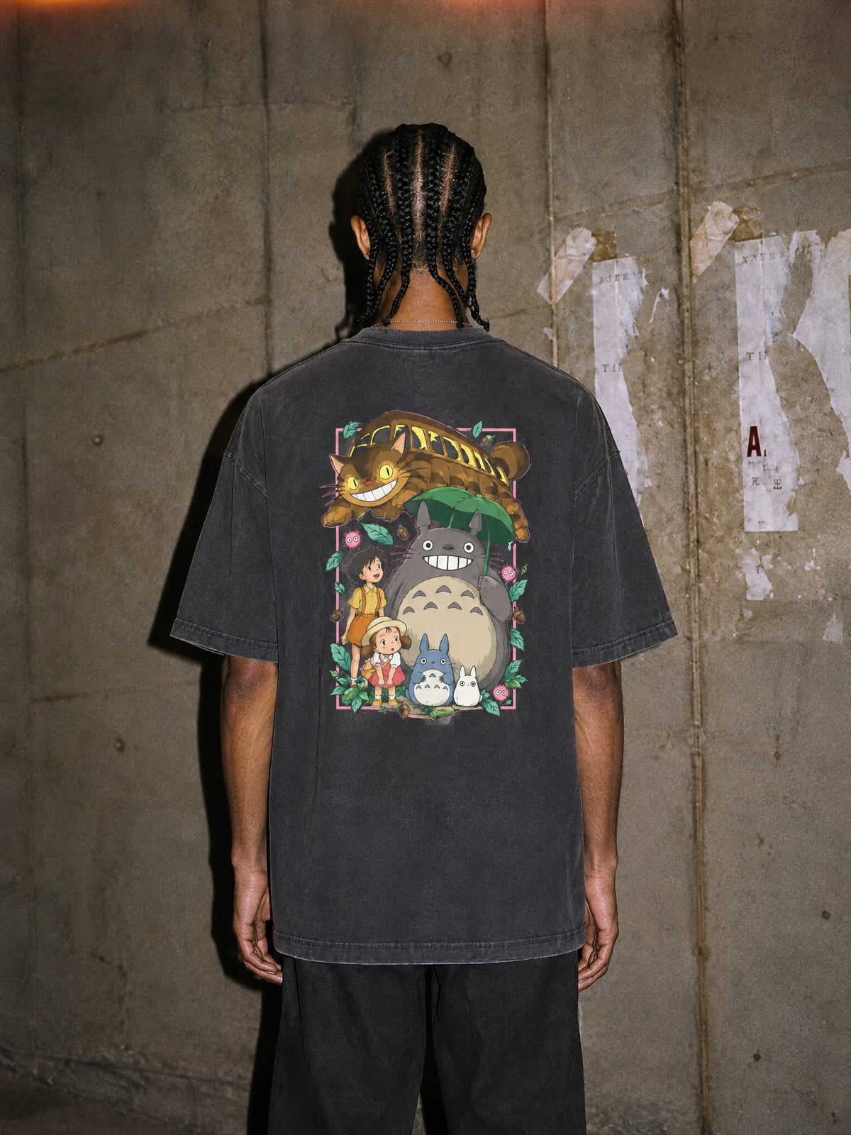 GHIBLI ✦ Forest Spirit Bus Stop Vintage Tee by Torazen, worn on model