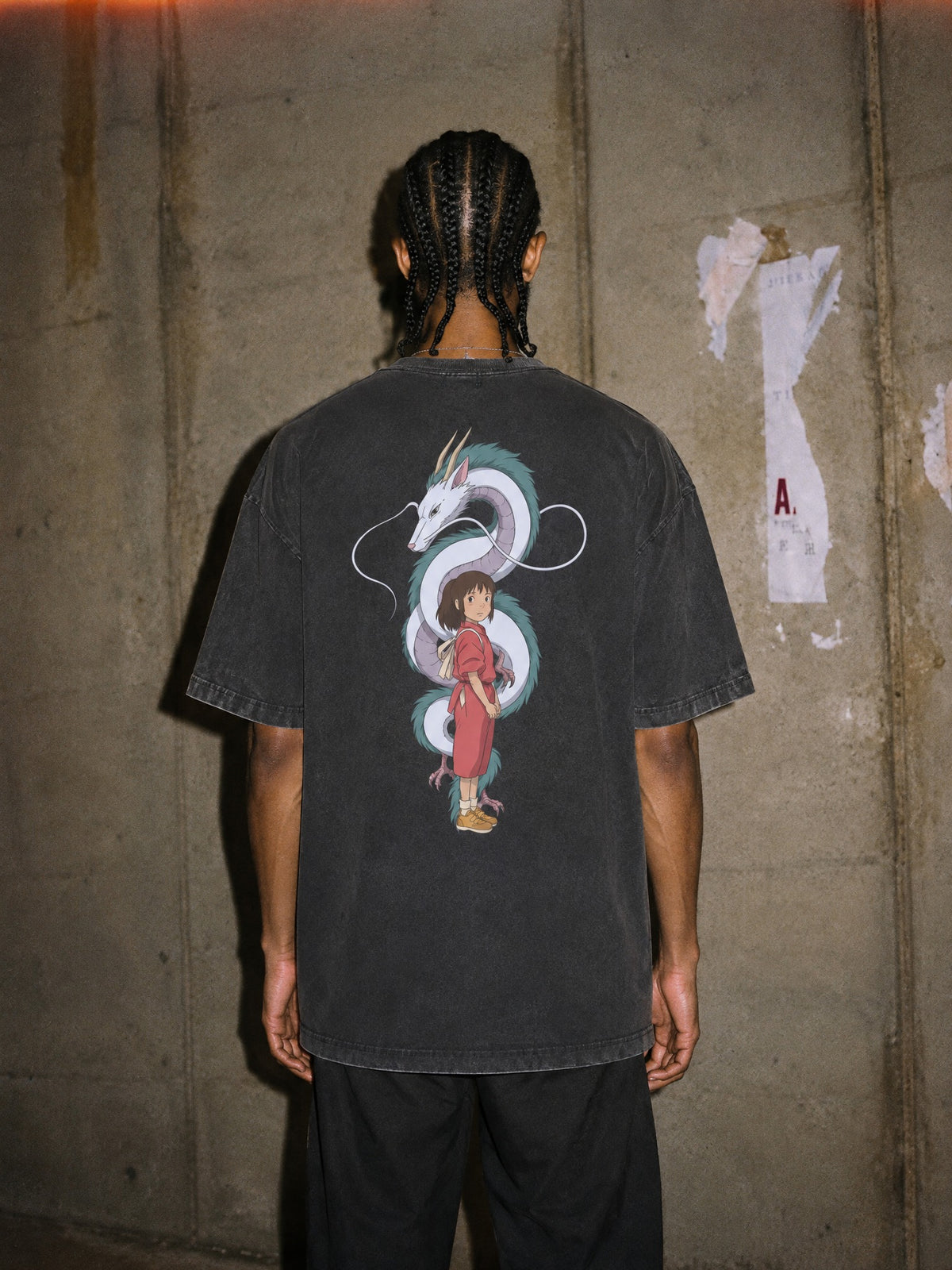 GHIBLI ✦ River Dragon Guardian Vintage Tee by Torazen, worn on model