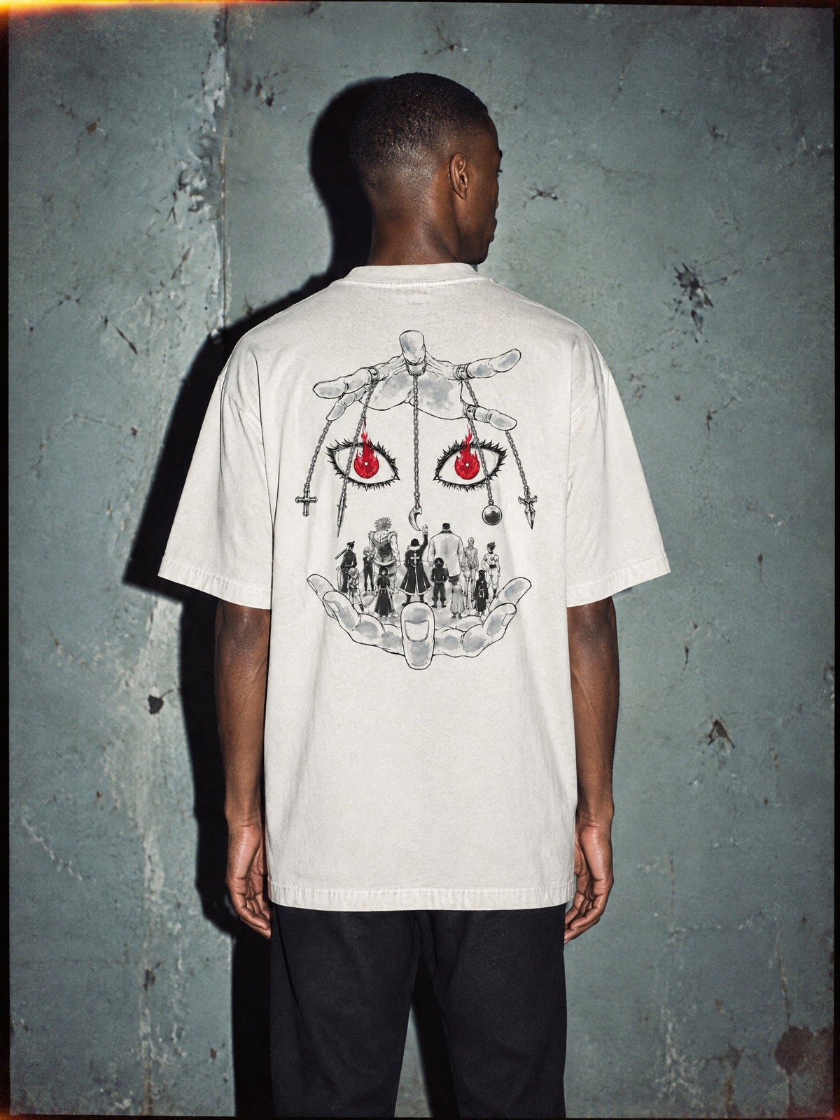 HXH ✦ Chain Judgement Hands Vintage Tee by Torazen, worn on model