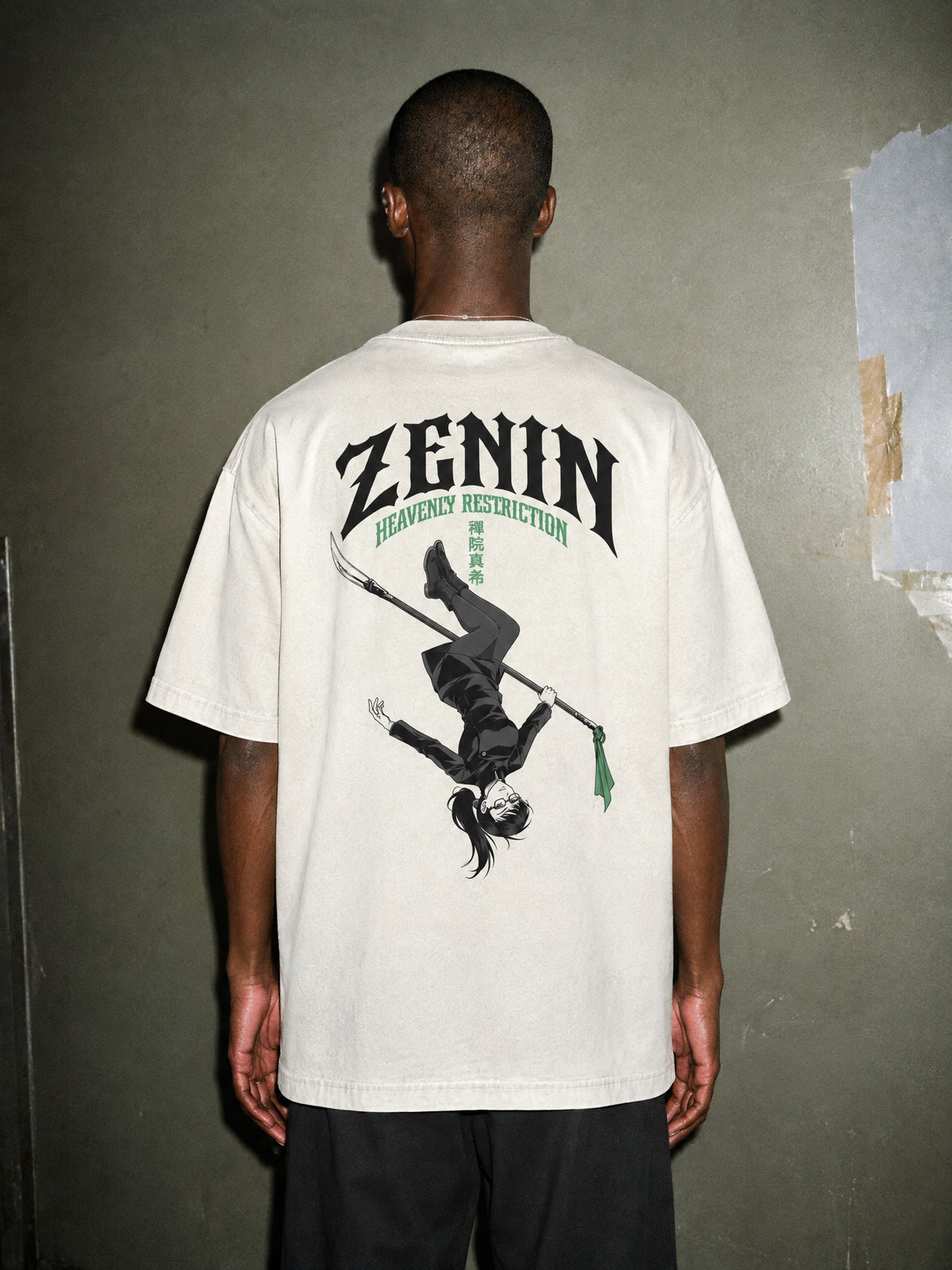 JJK ✦ Heavenly Restriction Flip Vintage Tee by Torazen, worn on model