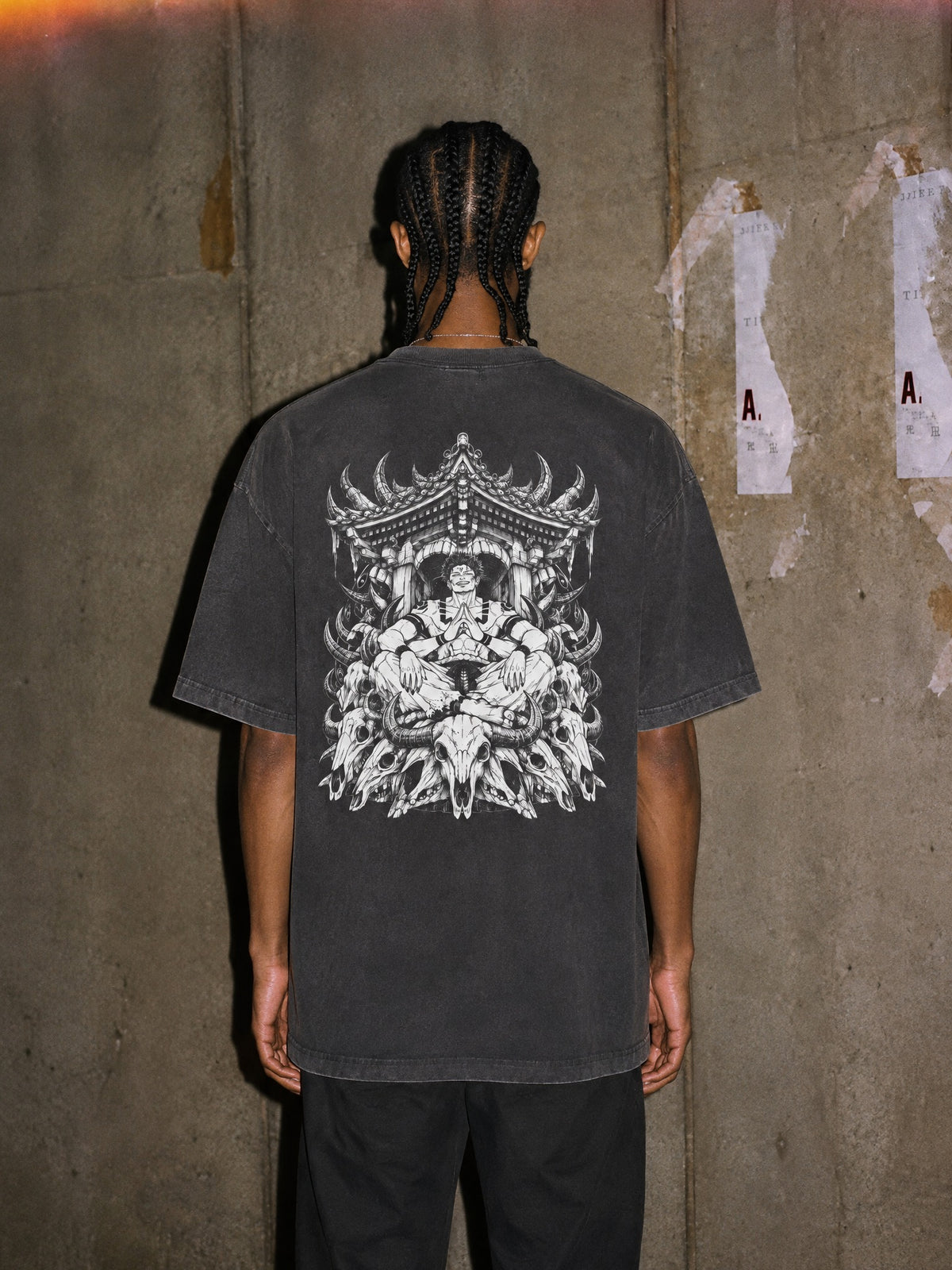 JJK ✦ Malevolent Throne Vintage Tee by Torazen, worn on model