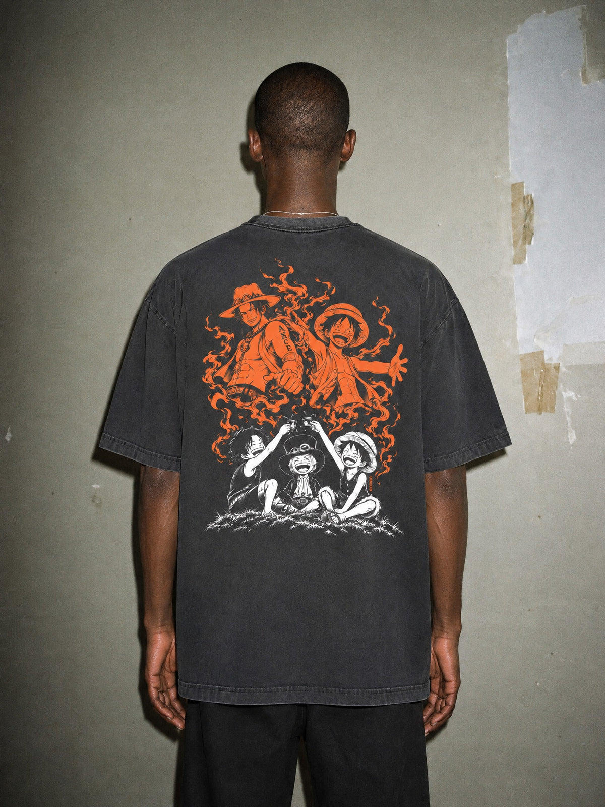 OP ✦ Brothers Oath Flame Vintage Tee by Torazen, worn on model