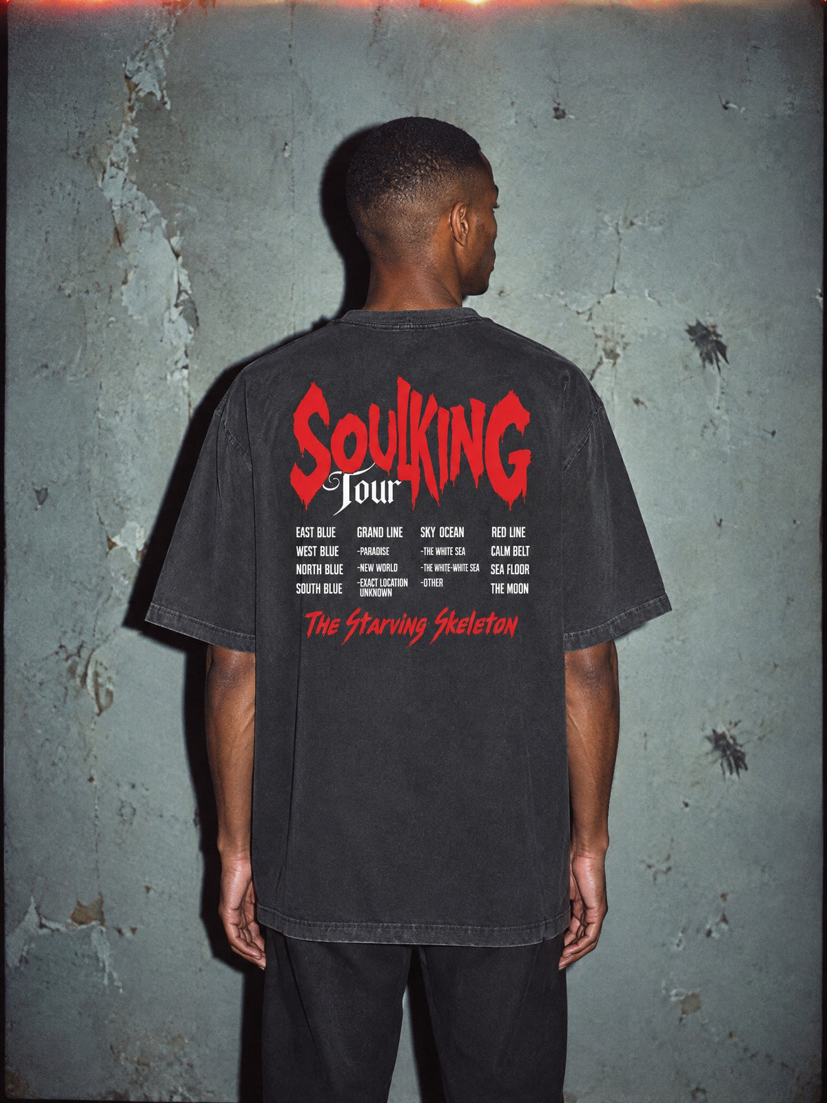 OP ✦ Starving Skeleton Tour Vintage Tee by Torazen, worn on model