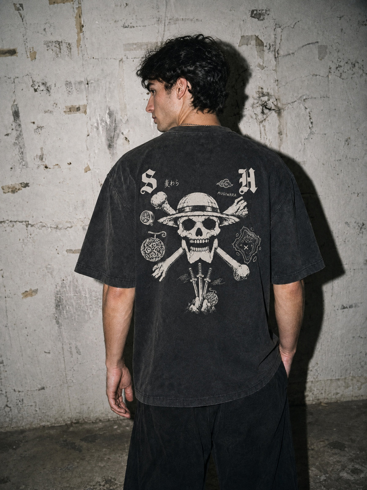 OP ✦ Straw Hat Crossbones Vintage Tee by Torazen, worn on model