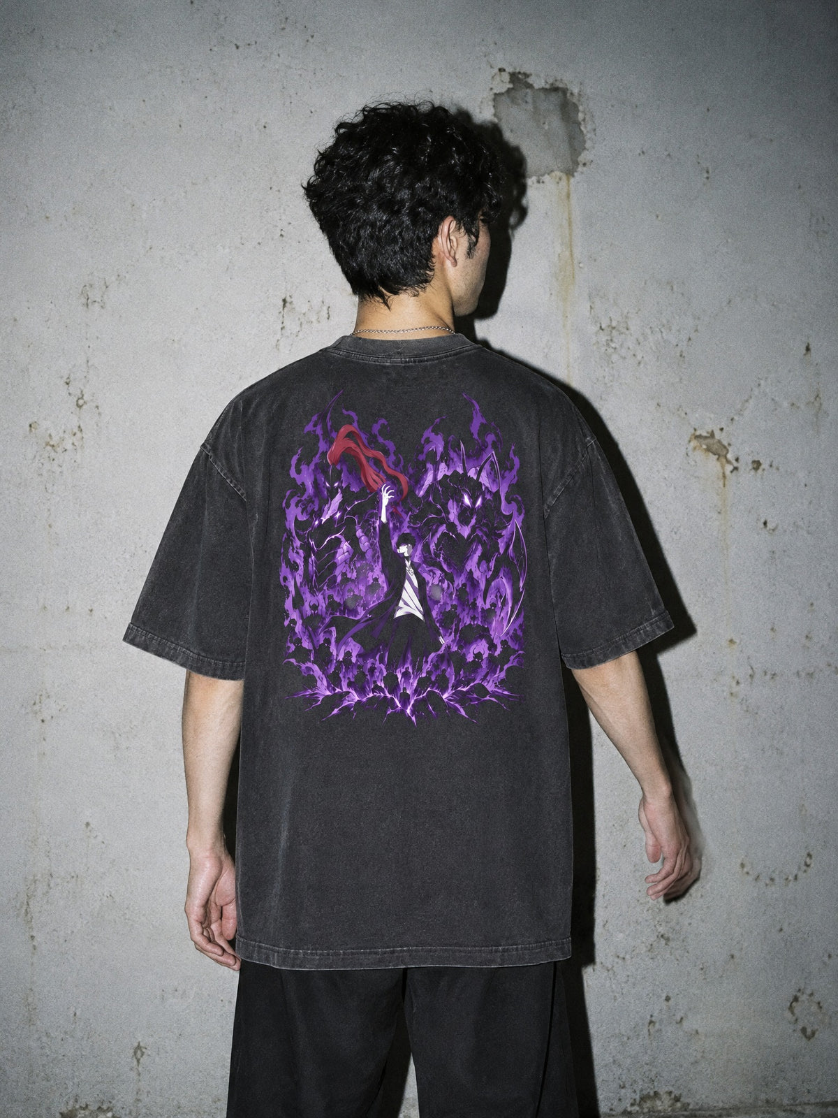SOLO-LVL ✦ Shadow Army Rising Vintage Tee by Torazen, worn on model