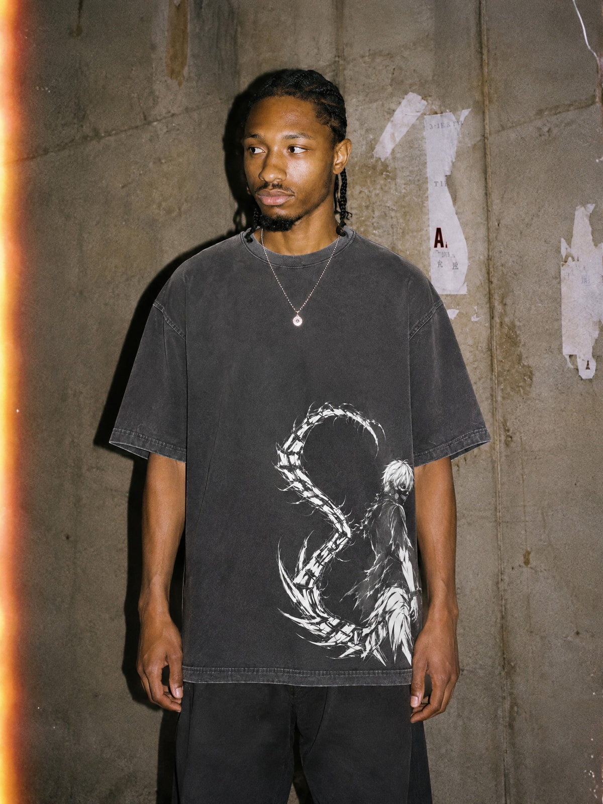 TYO-GHL ✦ Kagune Flank Vintage Tee by Torazen, worn on model