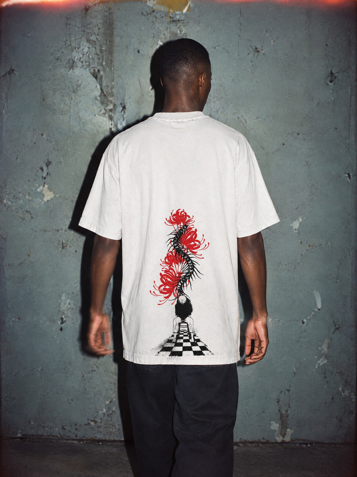 TYO-GHL ✦ Spider Lily Spine Vintage Tee by Torazen, worn on model