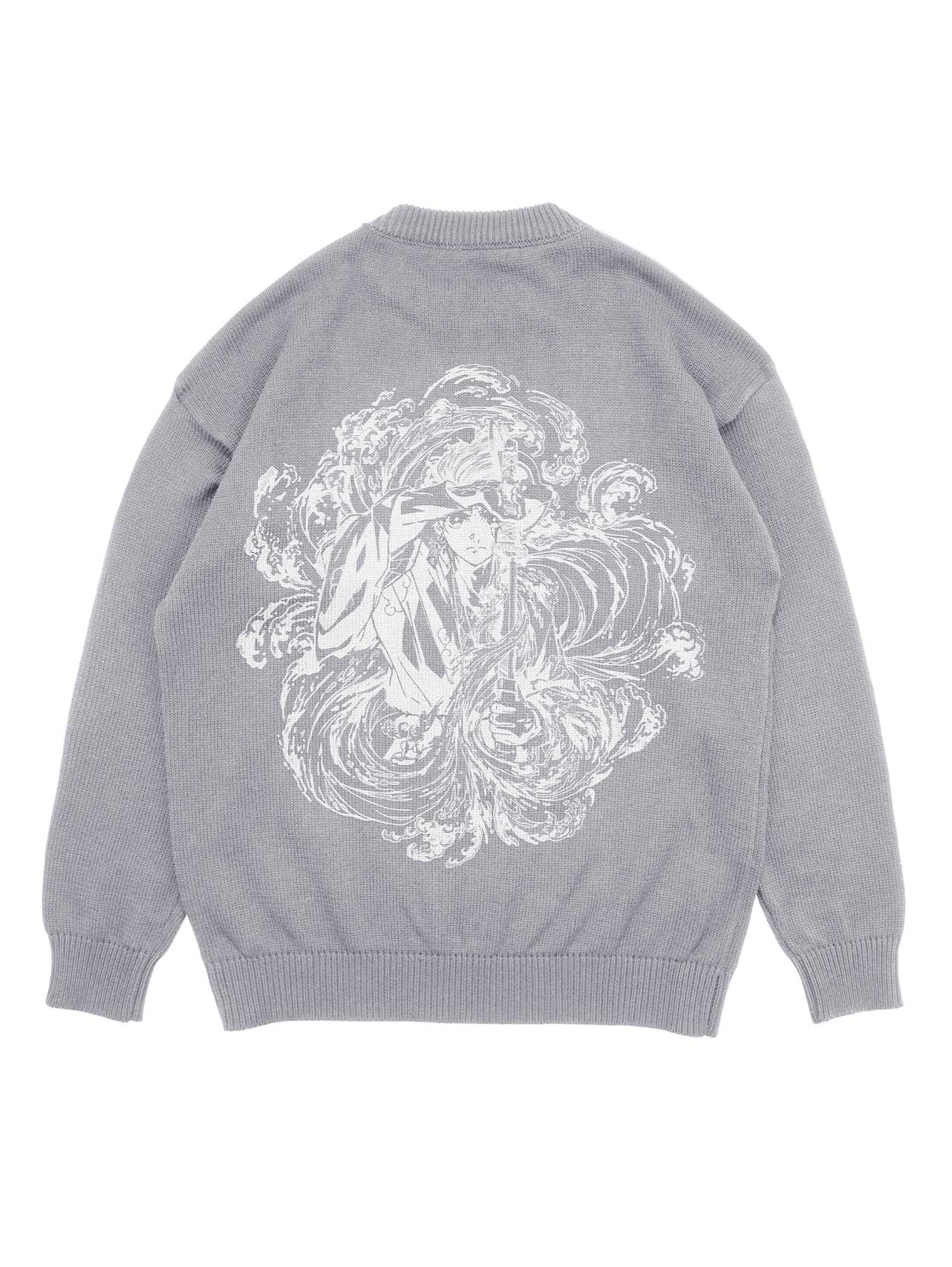 A sweater with anime-inspired design, blending manga shonen style with modern streetwear aesthetic.