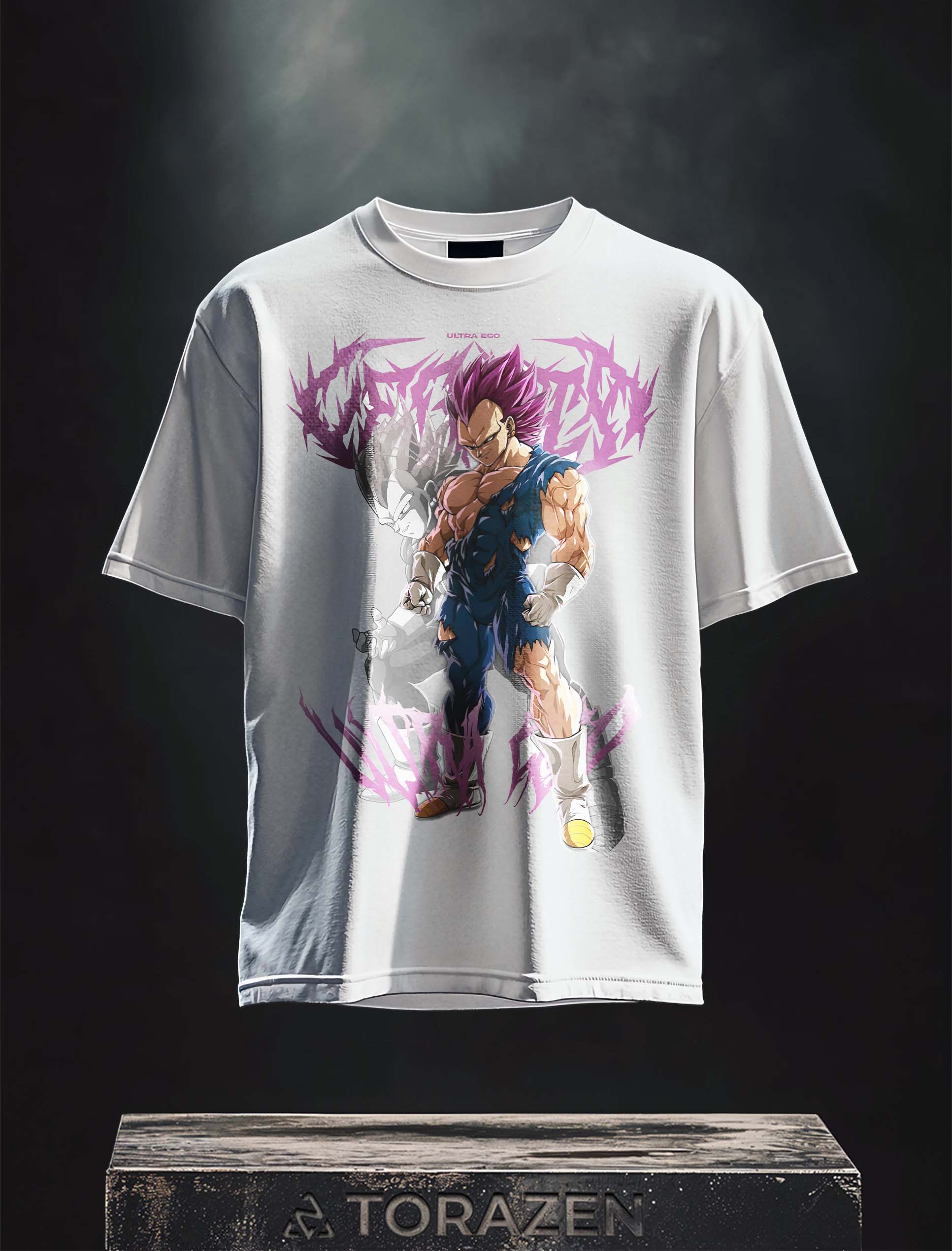 A t-shirt with anime-inspired design, blending manga shonen style with modern streetwear aesthetic.