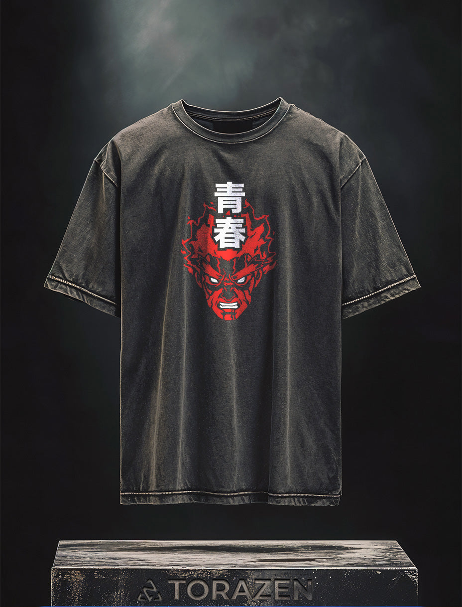 A sweatshirt with anime-inspired design, blending manga shonen style with modern streetwear aesthetic.