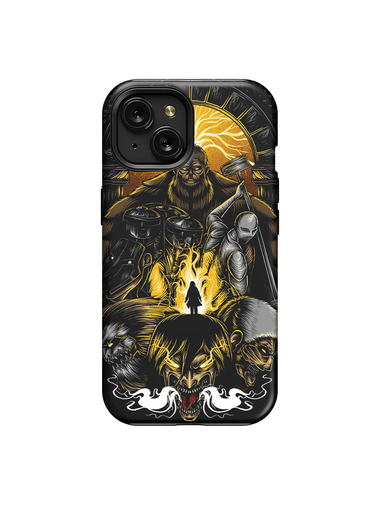 A phone case with anime-inspired design, blending manga shonen style with modern streetwear aesthetic.