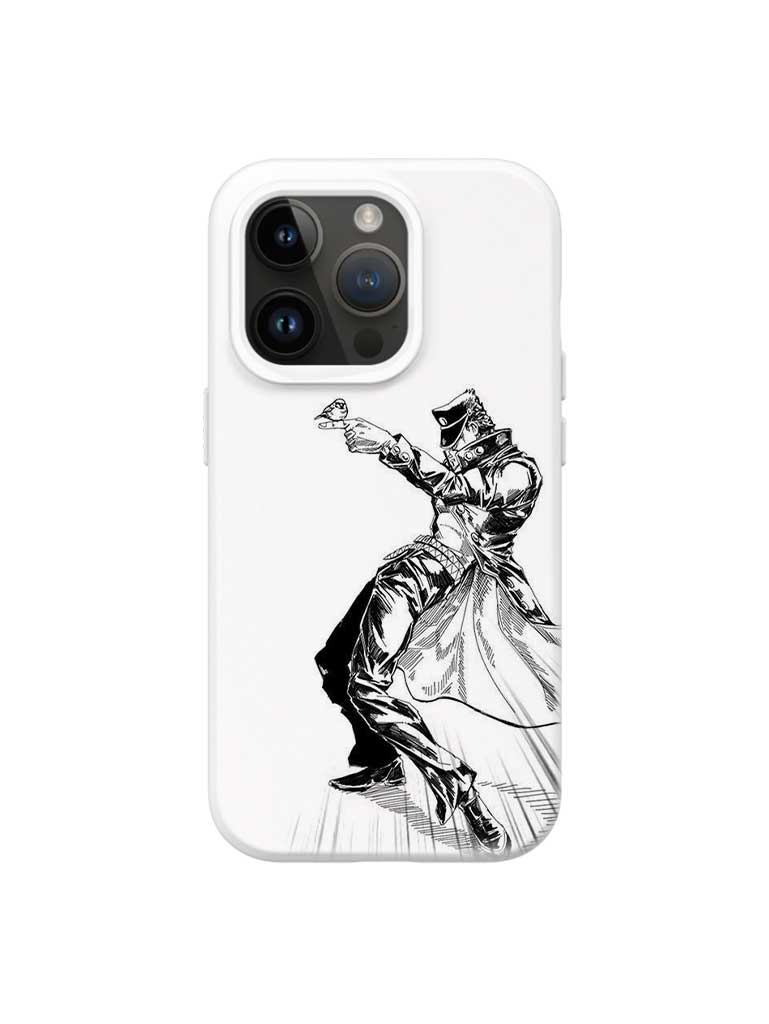 A phone case with anime-inspired design, blending manga shonen style with modern streetwear aesthetic.