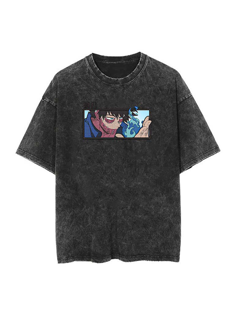A t-shirt with anime-inspired design, blending manga shonen style with modern streetwear aesthetic.