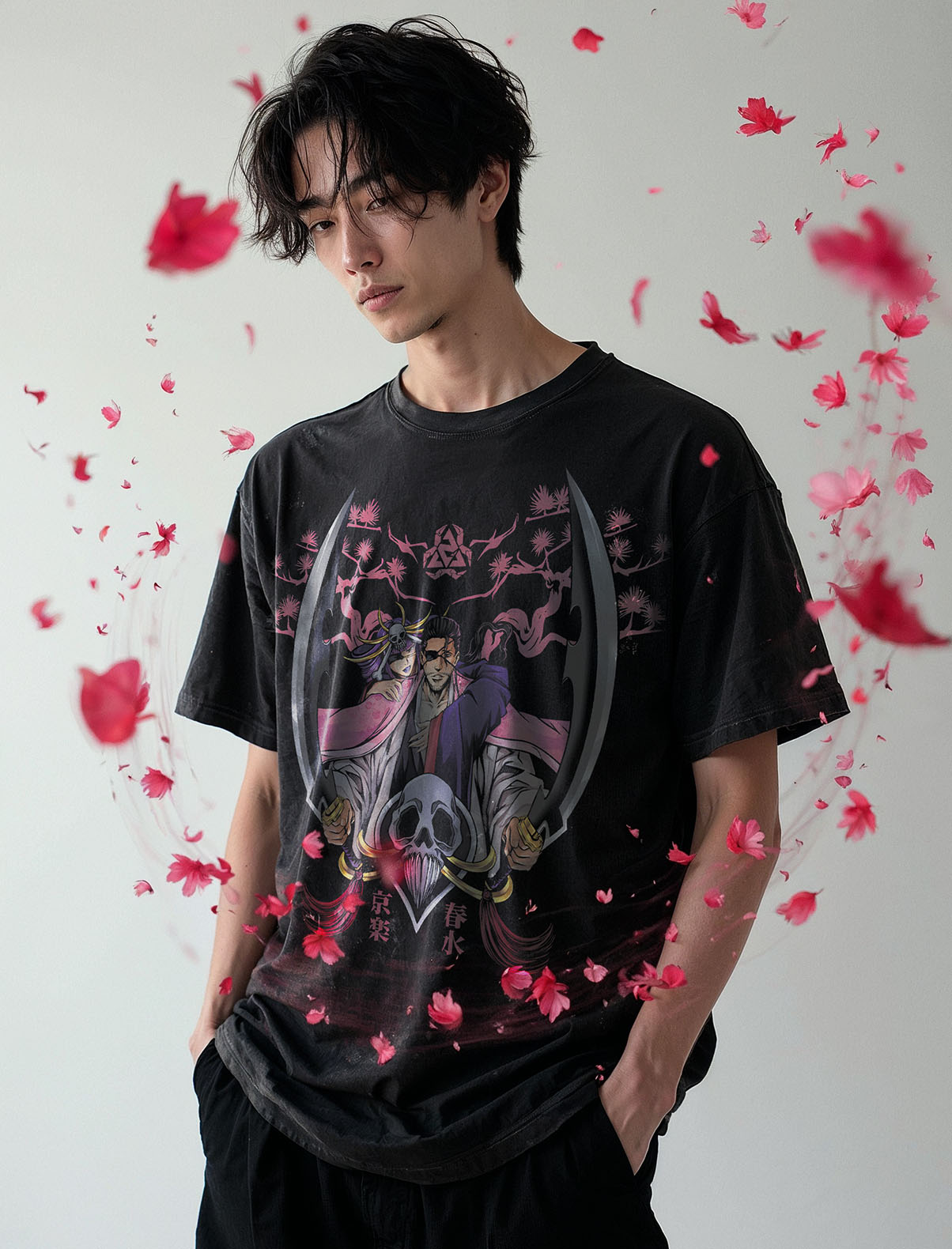 A sweatshirt with anime-inspired design, blending manga shonen style with modern streetwear aesthetic.