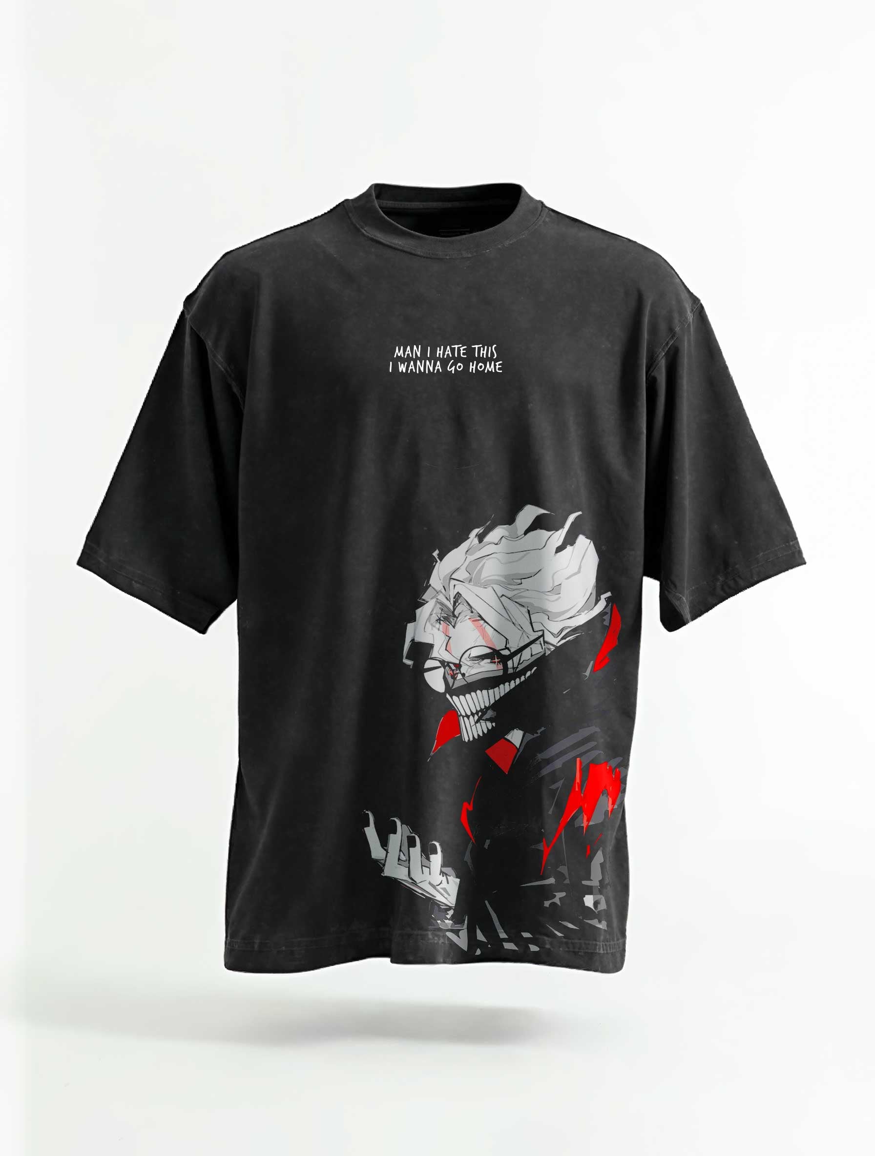 A t-shirt with anime-inspired design, blending manga shonen style with modern streetwear aesthetic.