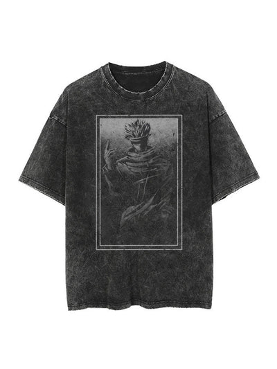 anime-inspired tee with blindfolded sorcerer divine sorcerer vintage tee design