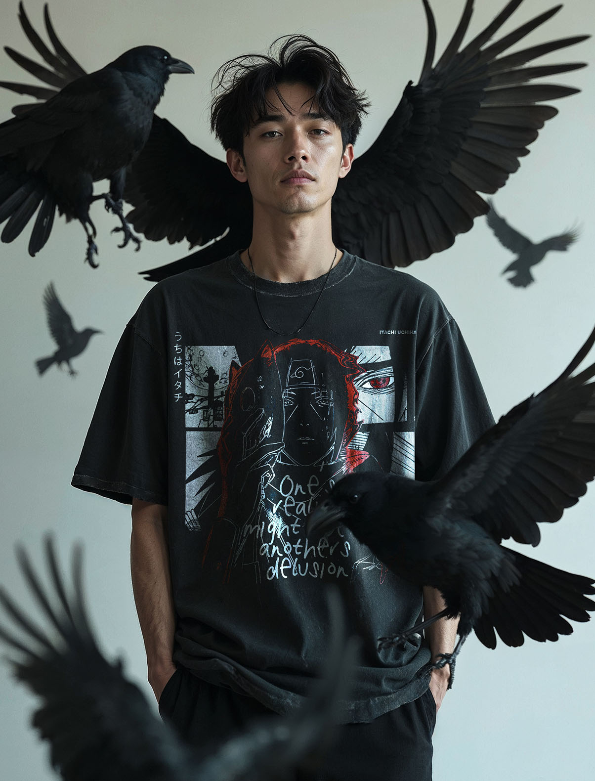 A sweatshirt with anime-inspired design, blending manga shonen style with modern streetwear aesthetic.