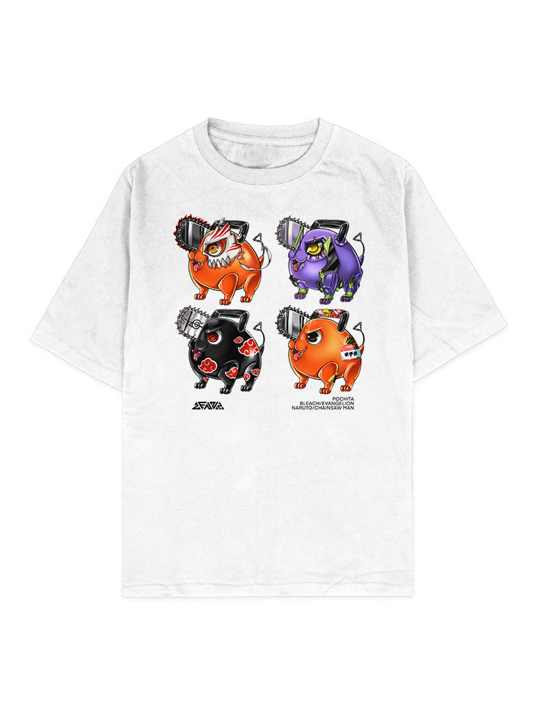Pochita Crossover Retro Tee - Chainsaw Man-inspired design by Torazen
