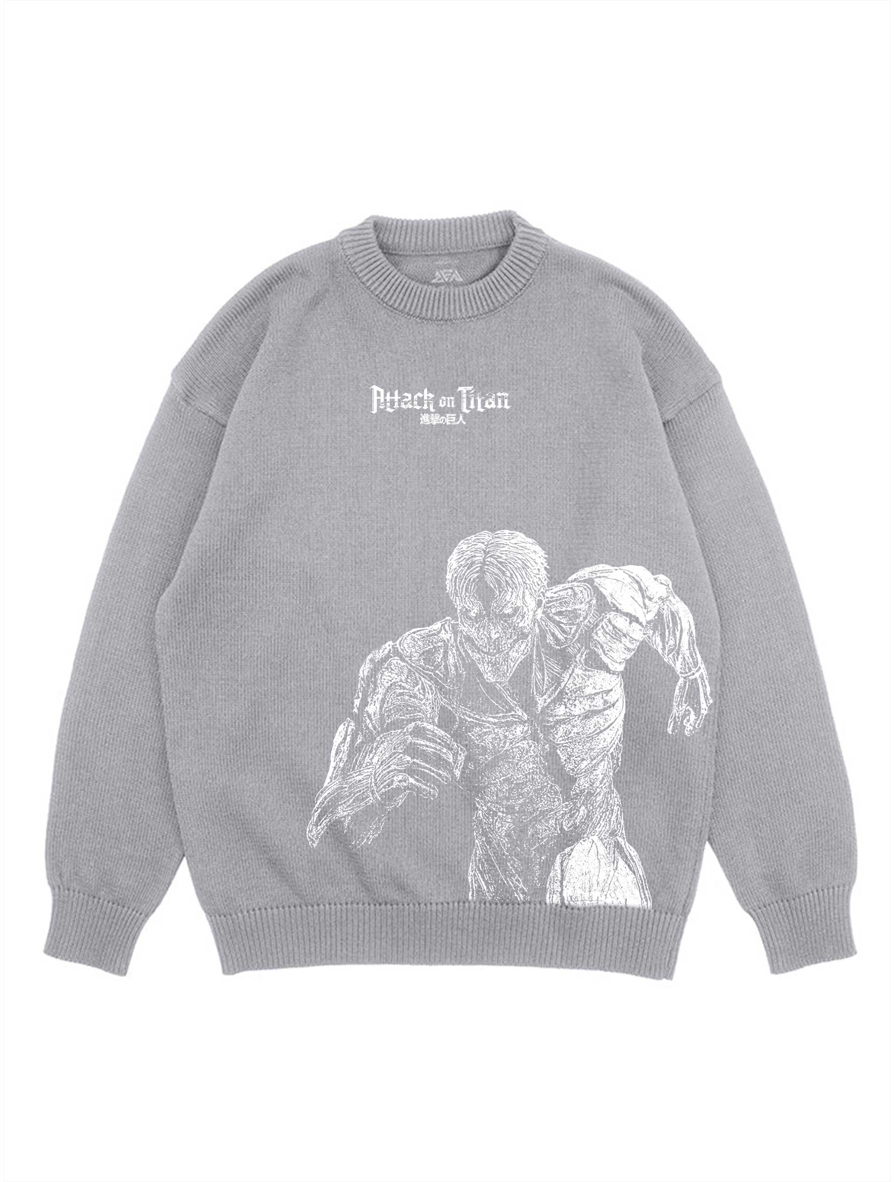 A sweater with anime-inspired design, blending manga shonen style with modern streetwear aesthetic.