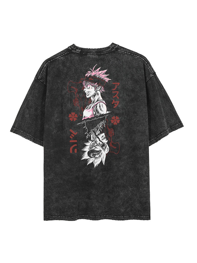A t-shirt with anime-inspired design, blending manga shonen style with modern streetwear aesthetic.