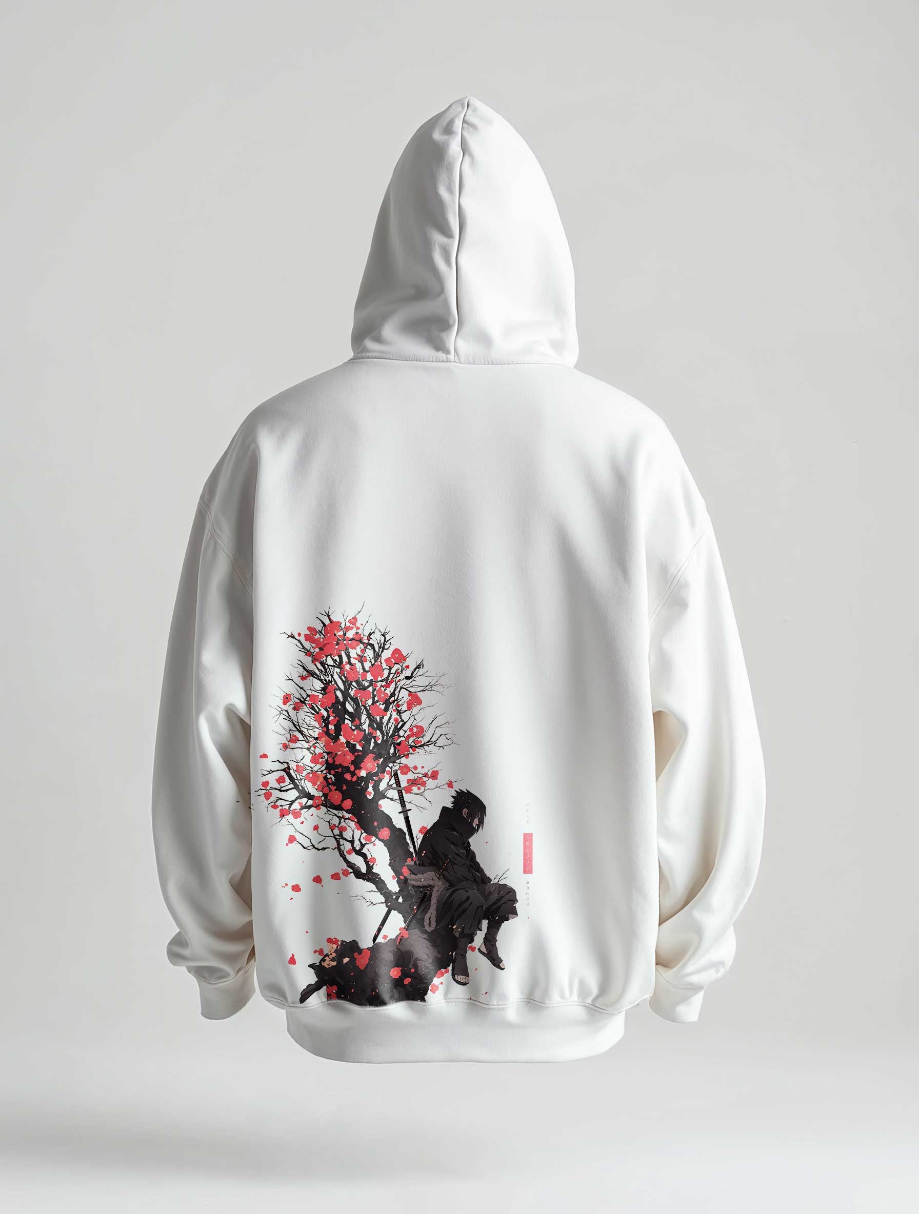 A hoodie with anime-inspired design, blending manga shonen style with modern streetwear aesthetic.