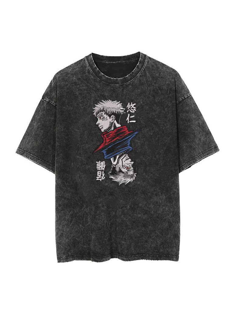Itadori x Cursed Monarch Embroidery Tee - Jujutsu Kaisen-inspired design by Torazen