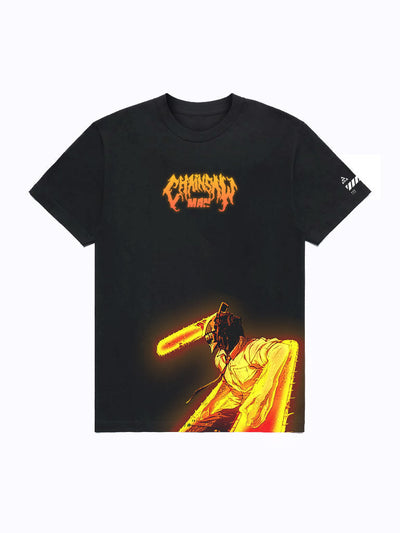 anime-inspired tee with chainsaw fiend rage tee design