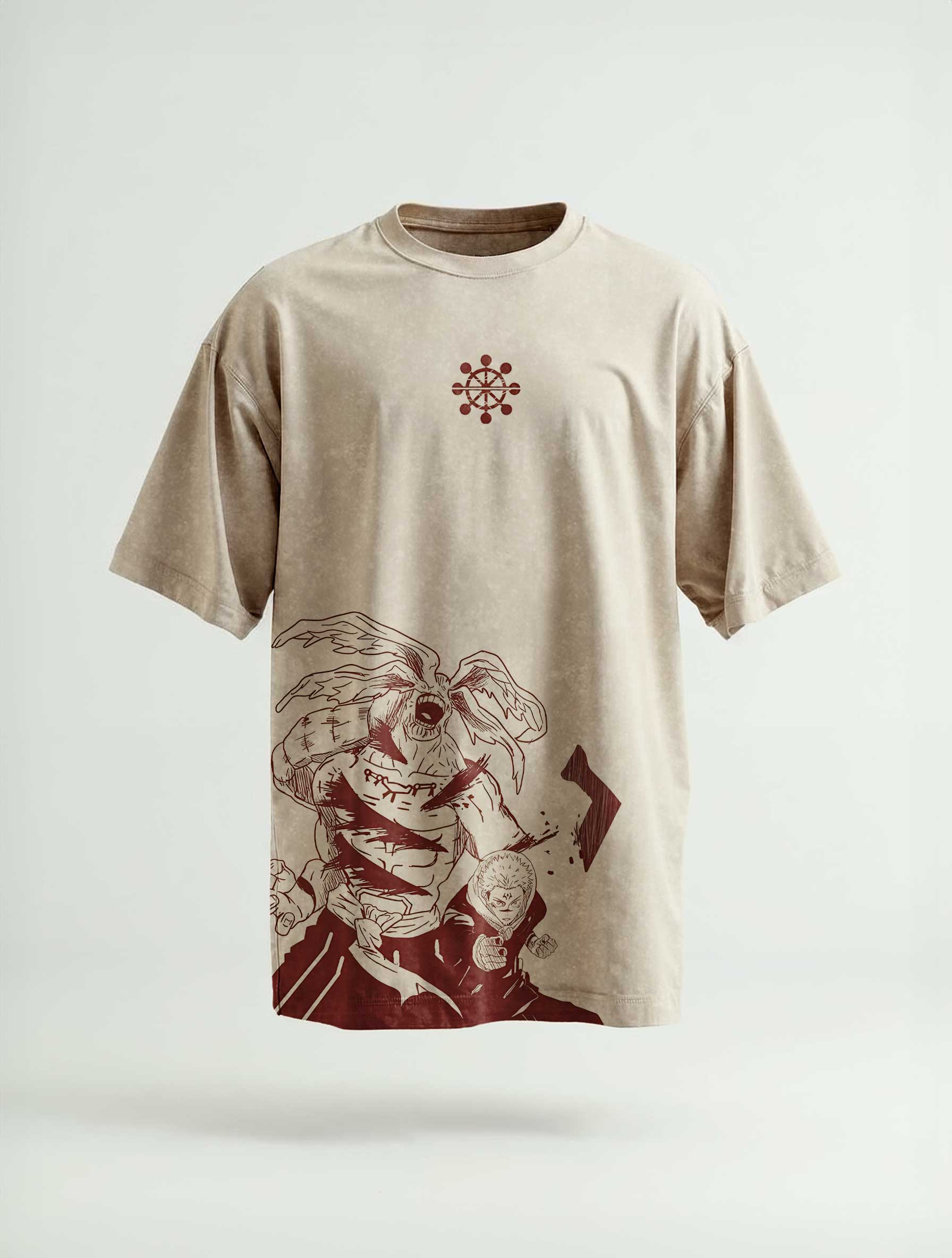 A t-shirt with anime-inspired design, blending manga shonen style with modern streetwear aesthetic.