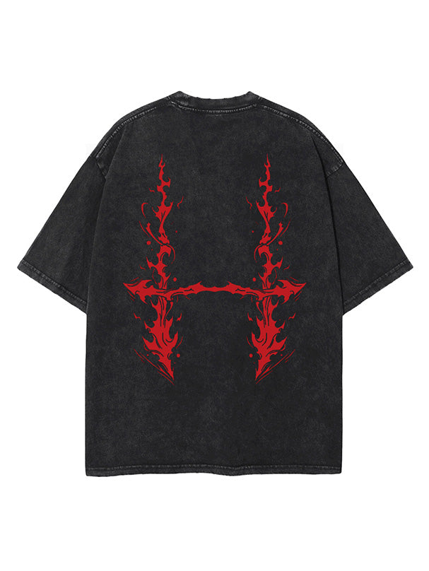 anime-inspired tee with blood manipulator arrows 2-sided vintage tee design