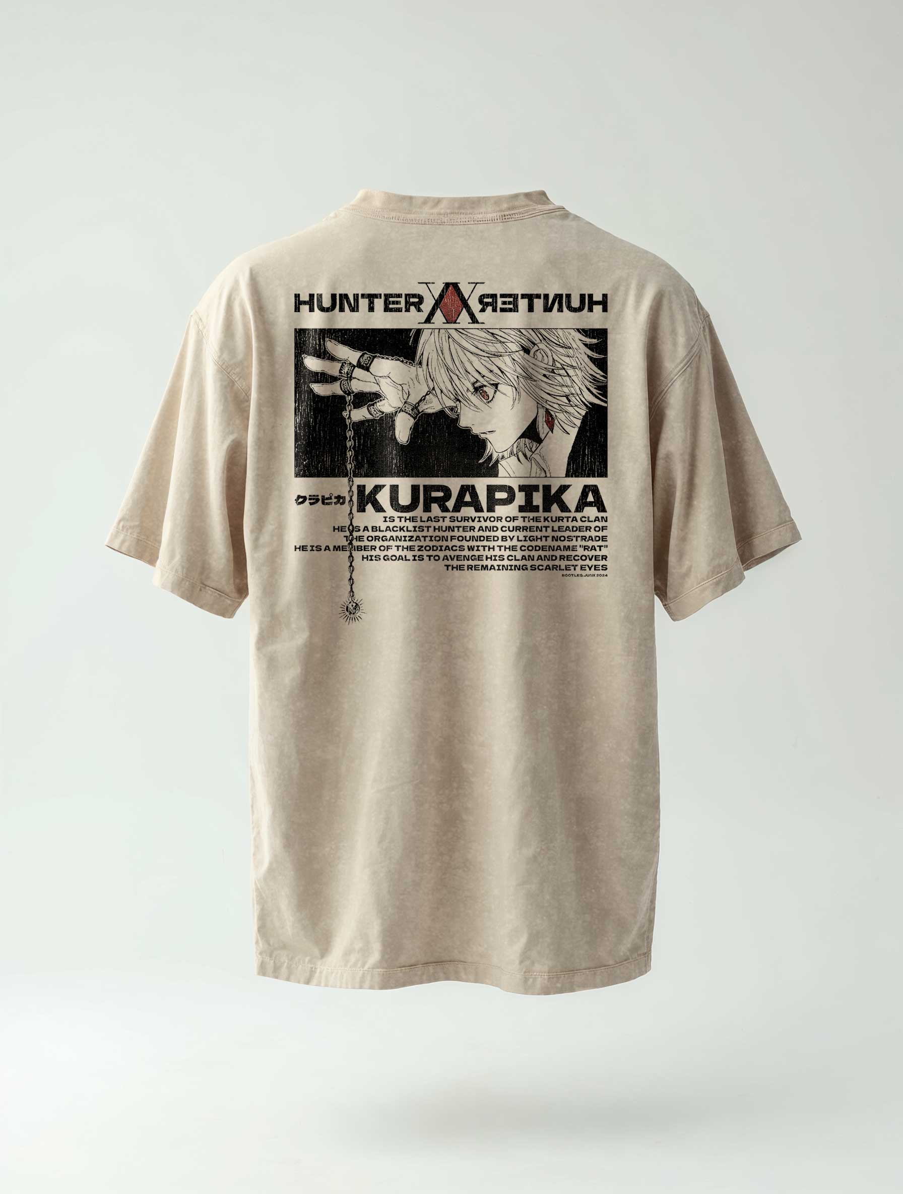 A t-shirt with anime-inspired design, blending manga shonen style with modern streetwear aesthetic.
