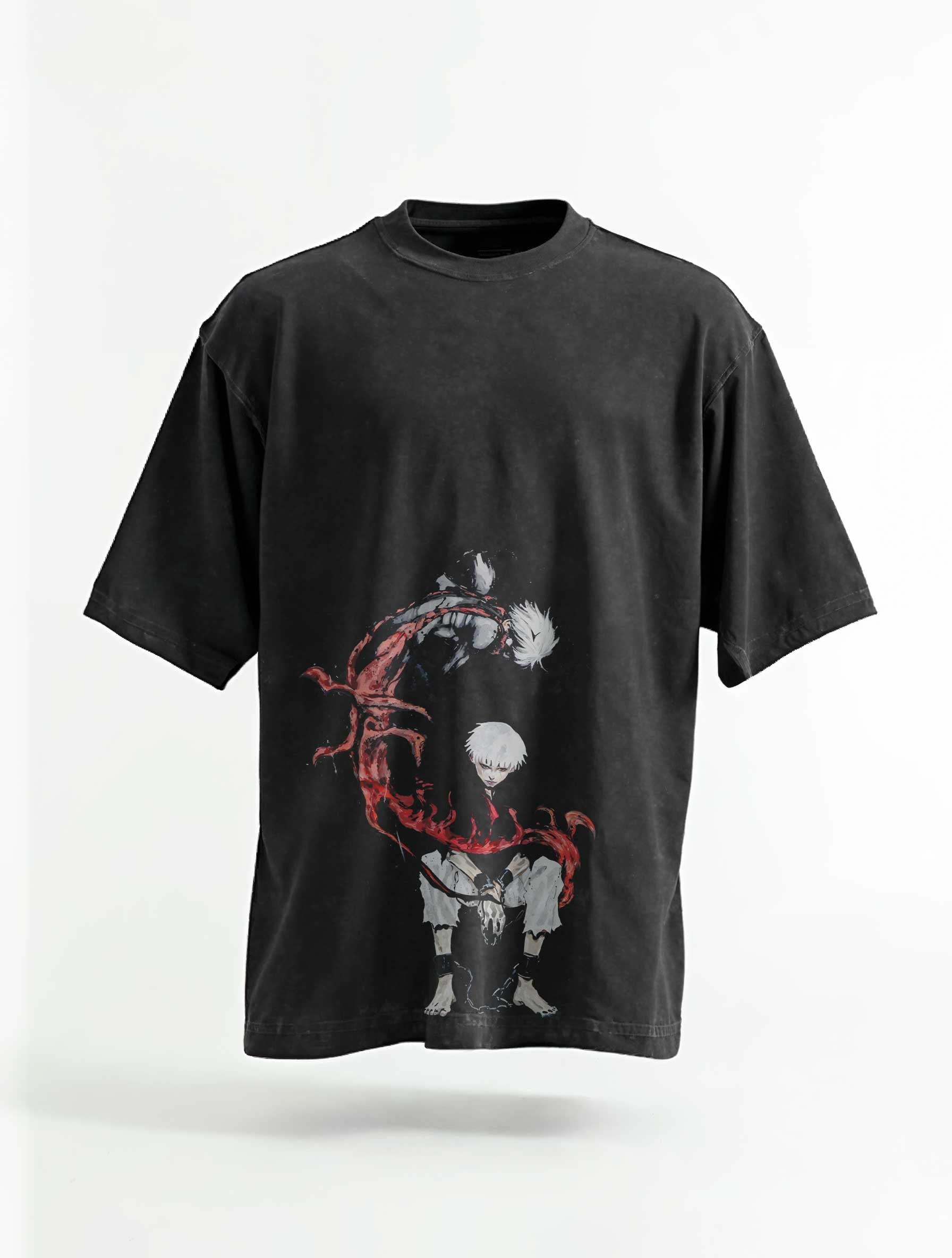 A t-shirt with anime-inspired design, blending manga shonen style with modern streetwear aesthetic.