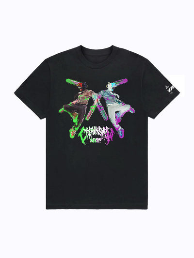 anime-inspired tee with chainsaw fiend duality tee design