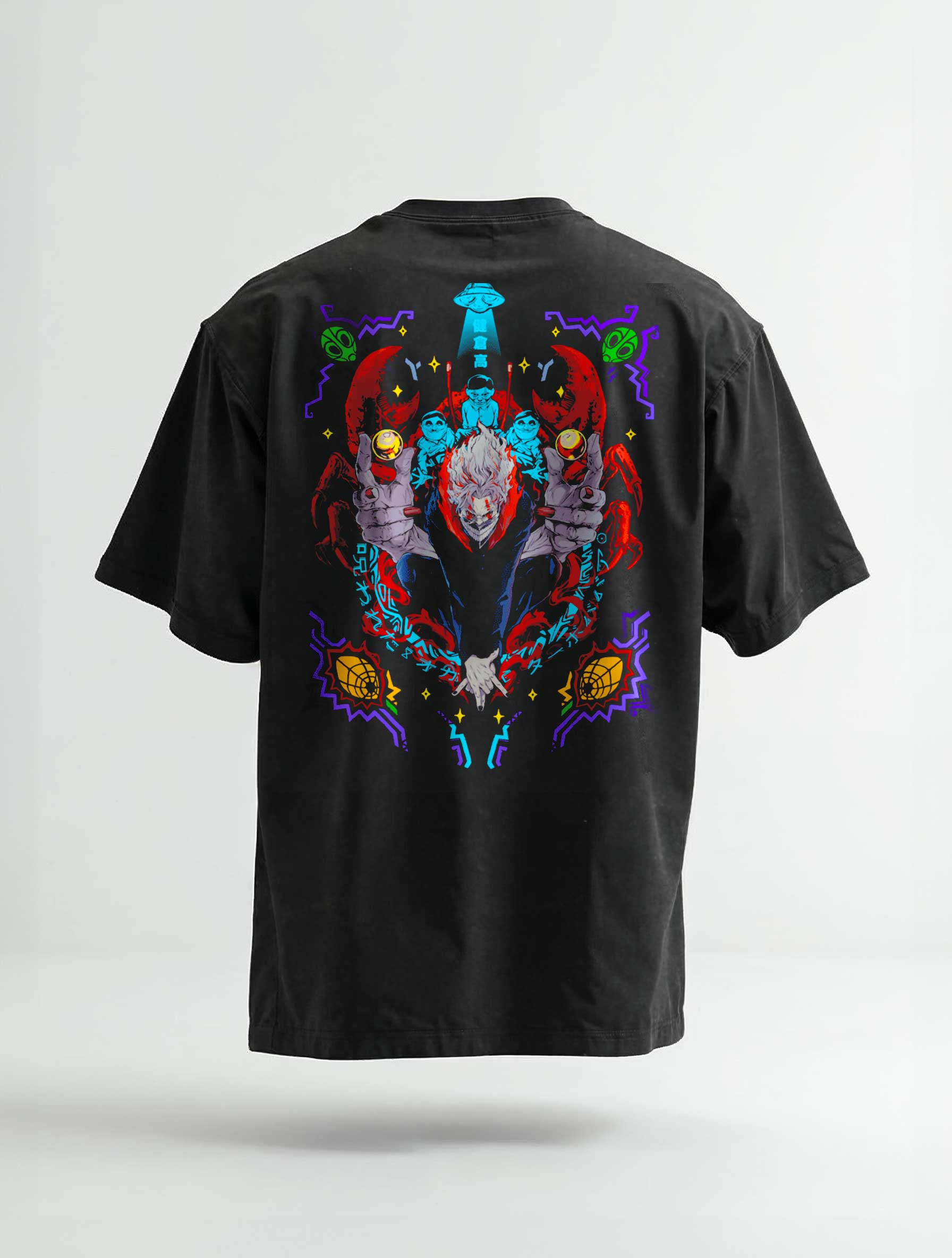 A t-shirt with anime-inspired design, blending manga shonen style with modern streetwear aesthetic.