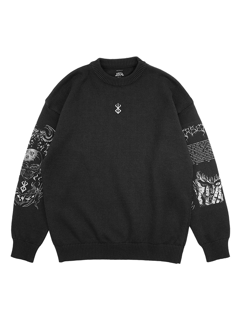 A sweater with anime-inspired design, blending manga shonen style with modern streetwear aesthetic.