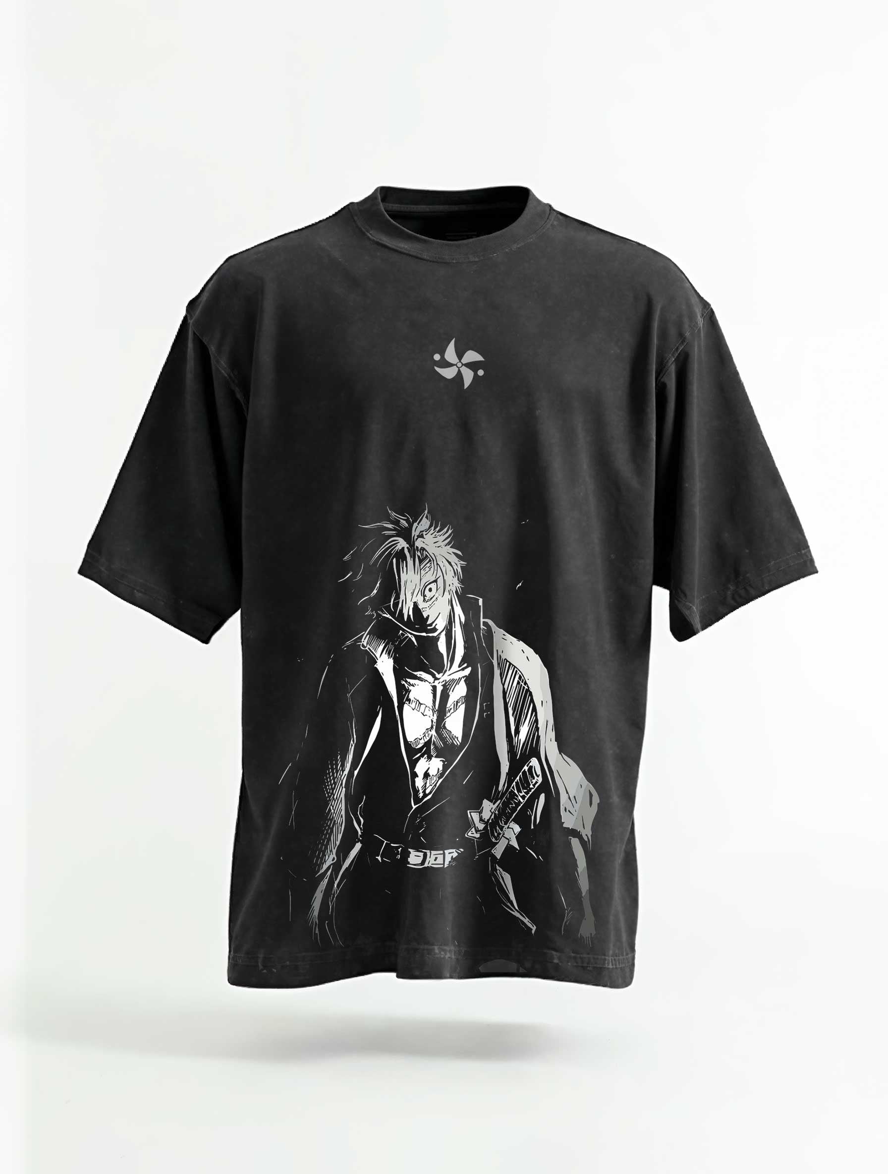 A t-shirt with anime-inspired design, blending manga shonen style with modern streetwear aesthetic.