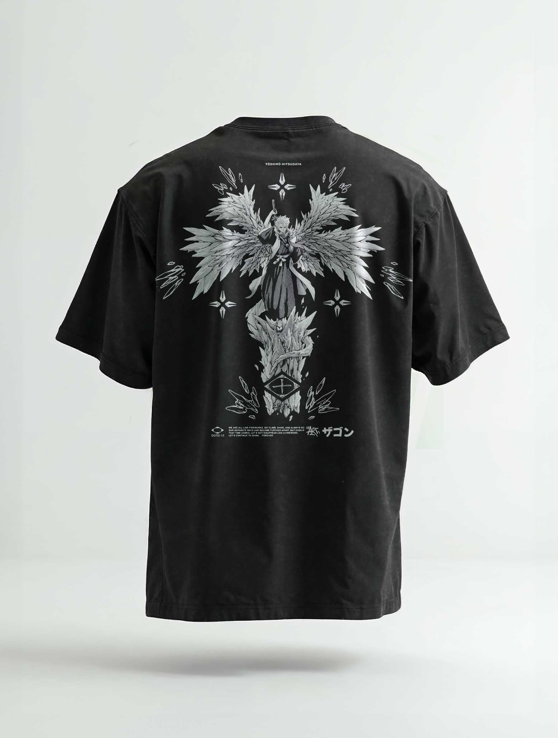 A t-shirt with anime-inspired design, blending manga shonen style with modern streetwear aesthetic.