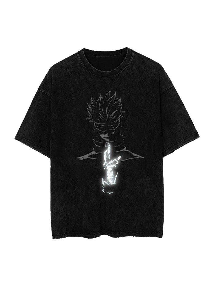 A t-shirt with anime-inspired design, blending manga shonen style with modern streetwear aesthetic.