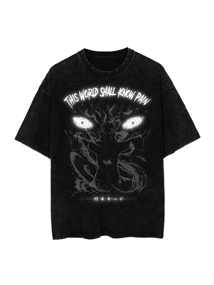 A t-shirt with anime-inspired design, blending manga shonen style with modern streetwear aesthetic.