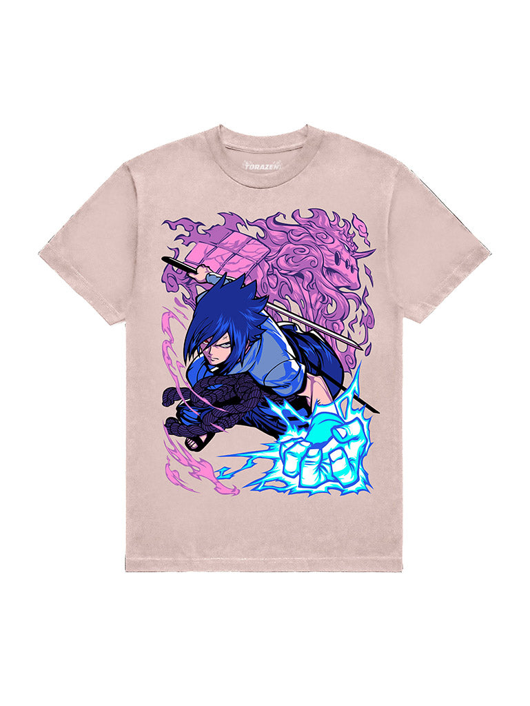 A t-shirt with anime-inspired design, blending manga shonen style with modern streetwear aesthetic.