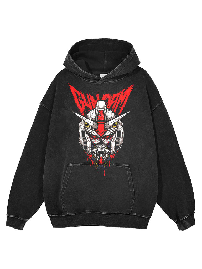 A hoodie with anime-inspired design, blending manga shonen style with modern streetwear aesthetic.
