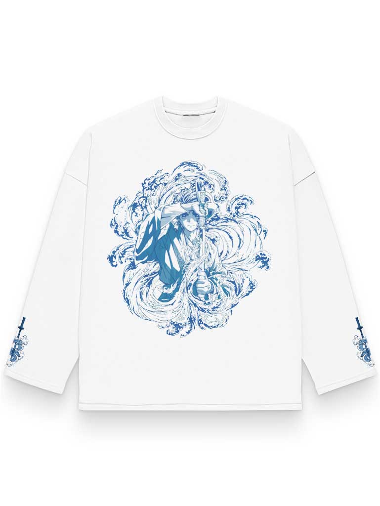A long sleeve with anime-inspired design, blending manga shonen style with modern streetwear aesthetic.